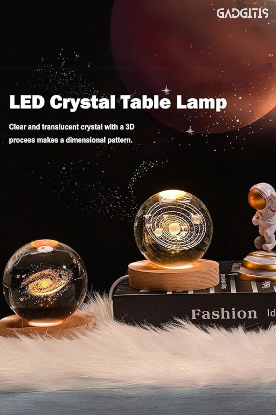 3D Galaxy Crystal Ball Night Lamp