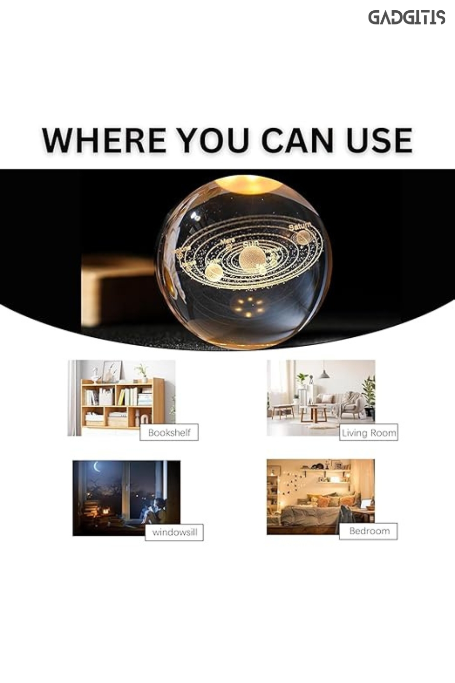 3D Galaxy Crystal Ball Night Lamp
